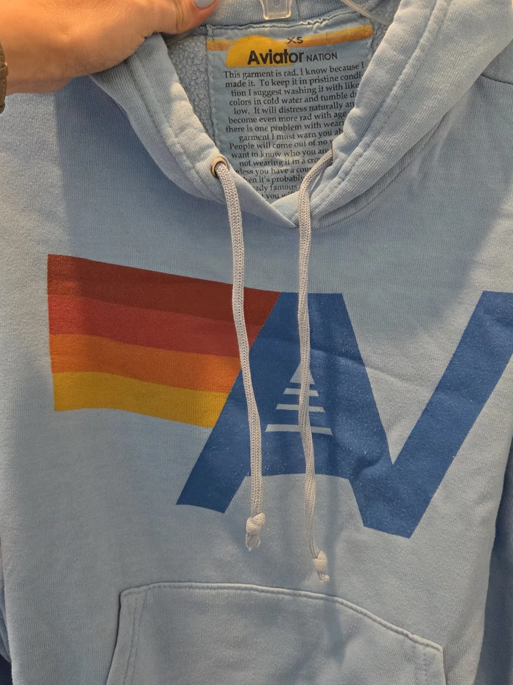 Aviator Nation Women's Light Blue Pullover Hoodie - Picture 4 of 4